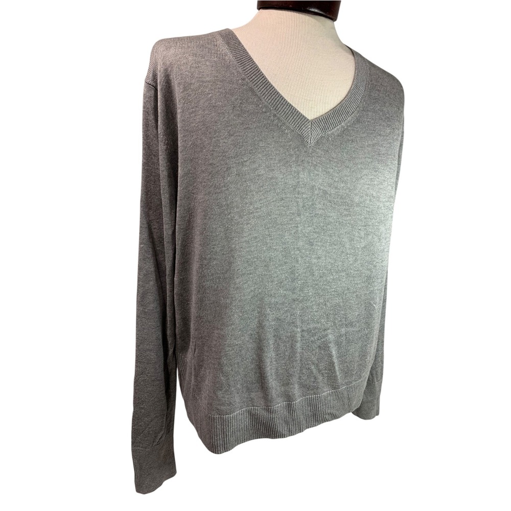 Medium Banana Republic Mens Gray Pullover V-Neck Sweater Lightweight